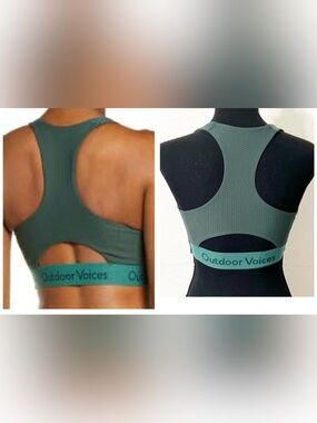 Outdoor Voices Green Mesh Racerback Sports Bra Perforated Back Athleisure